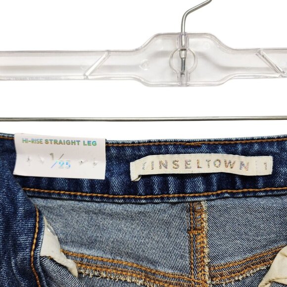 Tinseltown Womens Hi-Rise Straight Leg Denim Jeans 1/25 Medium Wash - Picture 3 of 10